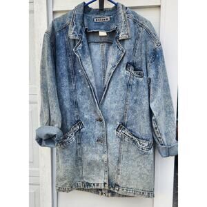 Vintage 90s Helium Denim Jean Jacket Womens Large Acid Washed streetwear